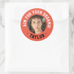 Sticker Rond Photo de sport tendance inspirante rouge et blanc