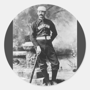 Sticker Rond Photo de sport vintage, joueur de baseball de Bost