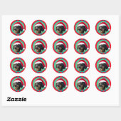 Sticker Rond Photo de vacances vert rouge de votre chien ou de  (Feuille)