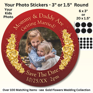 Sticker Rond Photo de vos enfants Maman Papa se marient
