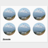Sticker Rond Photo de voyage du mont Oregon (Feuille)