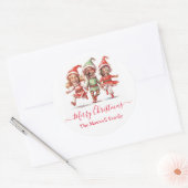 Sticker Rond photo des elfes de Noël (Enveloppe)