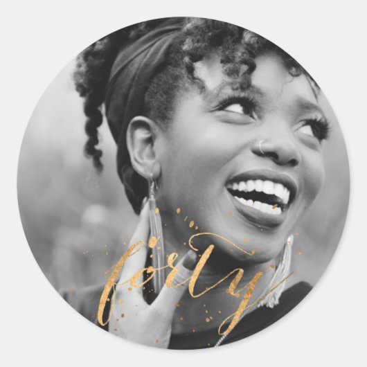 Sticker Rond Photo d'or du 40e anniversaire (Devant)