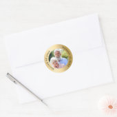 Sticker Rond Photo doré 50e anniversaire de mariage (Enveloppe)