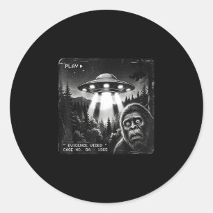 Sticker Rond Photo drôle de bigfoot alien ufo vintage preuve
