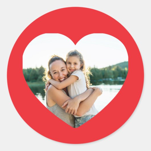 Sticker Rond Photo du coeur rouge (Devant)