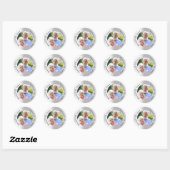 Sticker Rond Photo en argent 25e anniversaire du mariage (Feuille)