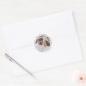 Sticker Rond Photo En Argent Moderne Simple Enregistrer La Date (Enveloppe)