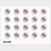Sticker Rond Photo En Argent Moderne Simple Enregistrer La Date (Feuille)