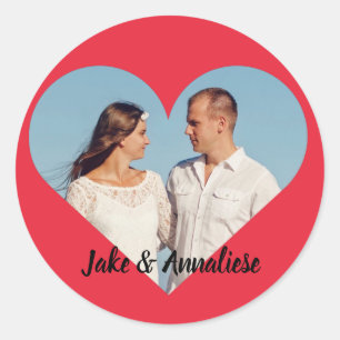 Sticker Rond Photo en forme de coeur