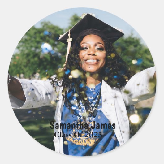 Sticker Rond Photo et nom de la graduation personnalisée (Devant)