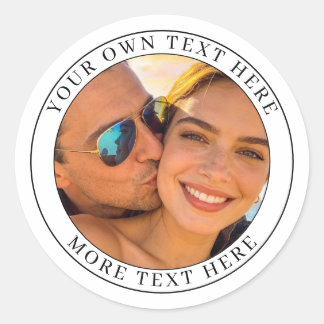 Sticker Rond Photo et texte personnalisés