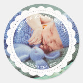 Sticker Rond Photo faire-part de naissance personnalisée (Devant)