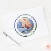 Sticker Rond Photo faire-part de naissance personnalisée (Enveloppe)