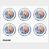 Sticker Rond Photo faire-part de naissance personnalisée (Feuille)