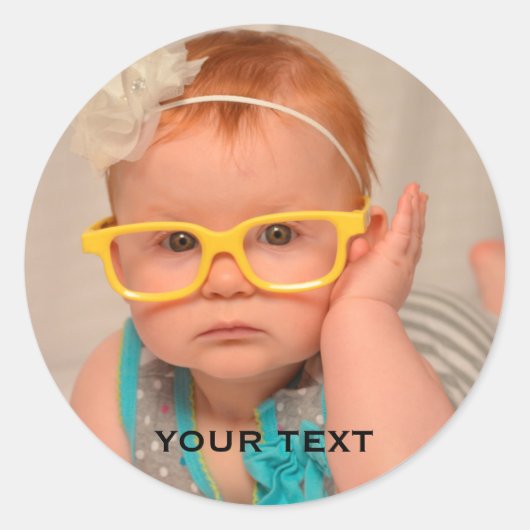 Sticker Rond Photo Famille de bébé mignonne (Devant)
