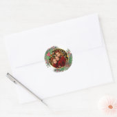 Sticker Rond Photo Festive Holly & Pine Christmas ou Holiday (Enveloppe)