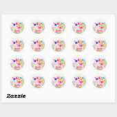 Sticker Rond Photo fille couleur mignonne Merci d'anniversaire (Feuille)