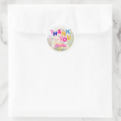 Sticker Rond Photo fille couleur mignonne Merci d'anniversaire (Sac)