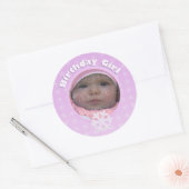 Sticker Rond Photo Fille d'anniversaire Hiver Onederland (Enveloppe)