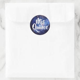 Sticker Rond Photo Galaxie Bleue Céleste Mis Quince Anniversair