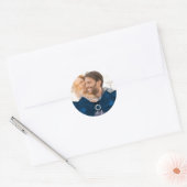 Sticker Rond Photo Glam Royal Blue Bow Wedding Favor (Enveloppe)