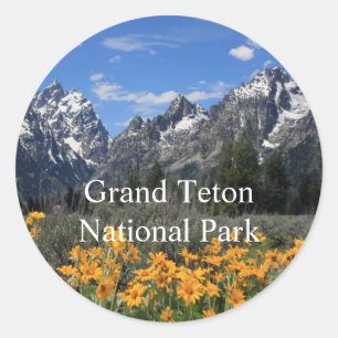 Sticker Rond Photo Grand Teton Springtime Souvenir