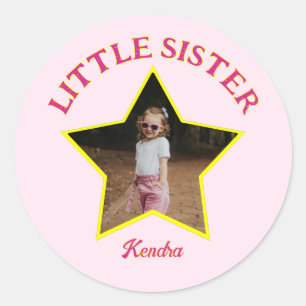 Sticker Rond Photo Little Sister dans Star Personnalisée