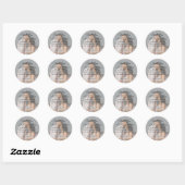 Sticker Rond photo mariage design script classique merci (Feuille)
