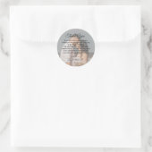 Sticker Rond photo mariage design script classique merci (Sac)