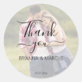 Sticker Rond Photo mi-transparent simple mariage merci (Devant)