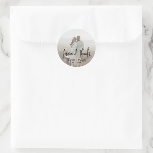 Sticker Rond Photo minimaliste Mariage moderne (Sac)