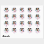 Sticker Rond Photo moderne Graduation florale personnalisée (Feuille)