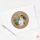 Sticker Rond photo monogramme élégant mariage classique rond bâ (Enveloppe)