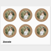 Sticker Rond photo monogramme élégant mariage classique rond bâ (Feuille)