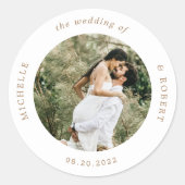 Sticker Rond photo monogramme élégant mariage classique rond bâ (Devant)