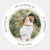 Sticker Rond Photo Monogramme Mariage élégant (Devant)