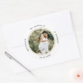 Sticker Rond Photo Monogramme Mariage élégant (Enveloppe)