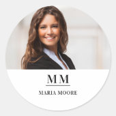 Sticker Rond Photo monogramme marque de couleur entreprise (Devant)