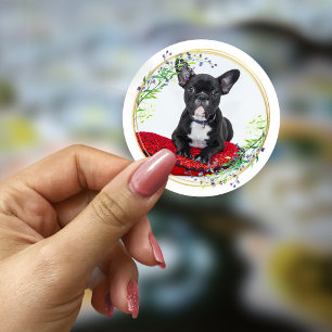 Sticker Rond Photo personnalisable avec couronne florale ronde
