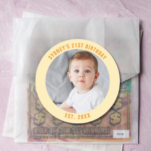 Sticker Rond Photo personnalisé 21e 2Oe 30e 40e fête d'annivers