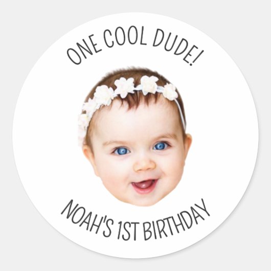Sticker Rond Photo personnalisé pour cadeau de fête d'anniversa (Devant)
