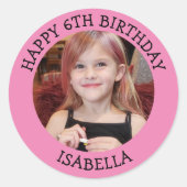 Sticker Rond Photo personnalisée, âge et nom Anniversaire (Devant)