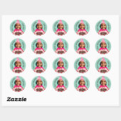 Sticker Rond Photo personnalisée Anniversaire Merci Casquette d (Feuille)