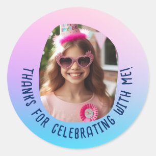 Sticker Rond Photo personnalisée Anniversaire Merci Ombre Gradi