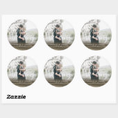 Sticker Rond Photo personnalisée Chic Gold Floral Mariage Abstr (Feuille)