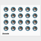 Sticker Rond Photo personnalisée en Cercle Turquoise avec des t (Feuille)
