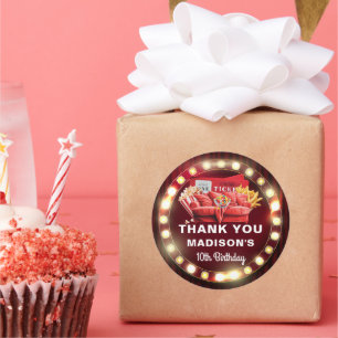 Sticker Rond Photo personnalisée Film Nuit Cinéma Anniversaire