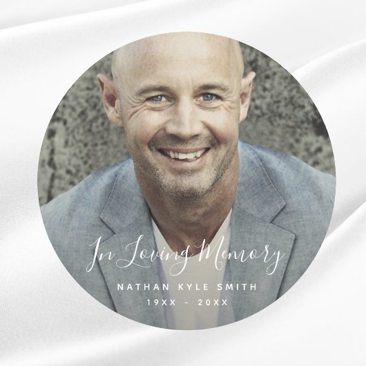 Sticker Rond Photo personnalisée Hommage commémoratif funéraire