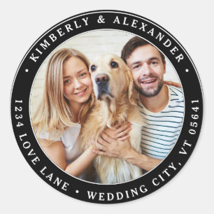 Sticker Rond Photo personnalisée Mariage moderne Adresse de ret